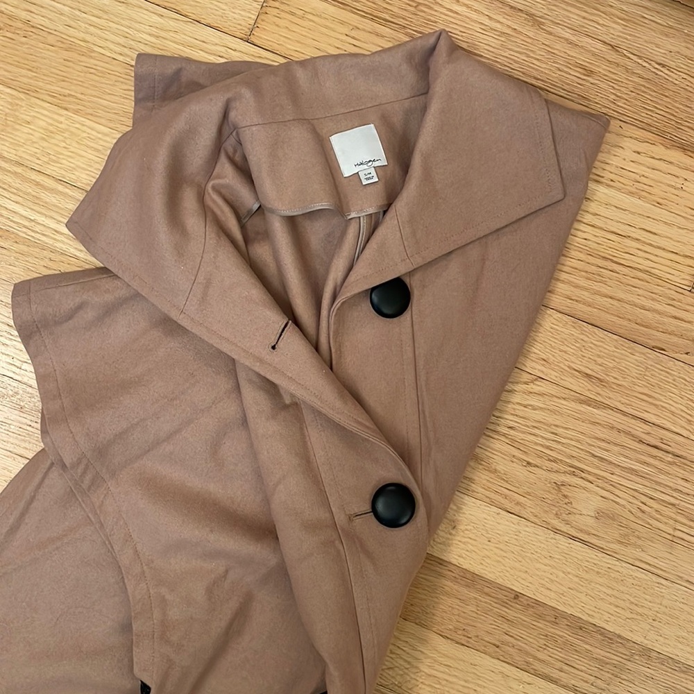 Halogen Wool Camel Colored Poncho With Black Pipi… - image 6